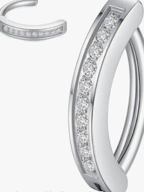 Belly ring body jewelry naval ring crystal rhinestones titanium silver